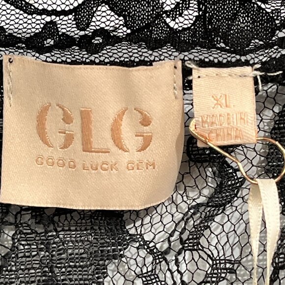 GLG Good Luck Gem Top M Black Lace Sheer Babydoll Crop Y2K Wimsigoth Fairy Witch - Picture 4 of 10